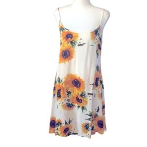 MS Basic Sunflower Floral Strappy  Dress Casual